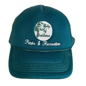 Vintage City of Deltona‎ Parks & Rec Green Trucker Hat Snapback Unisex 90s